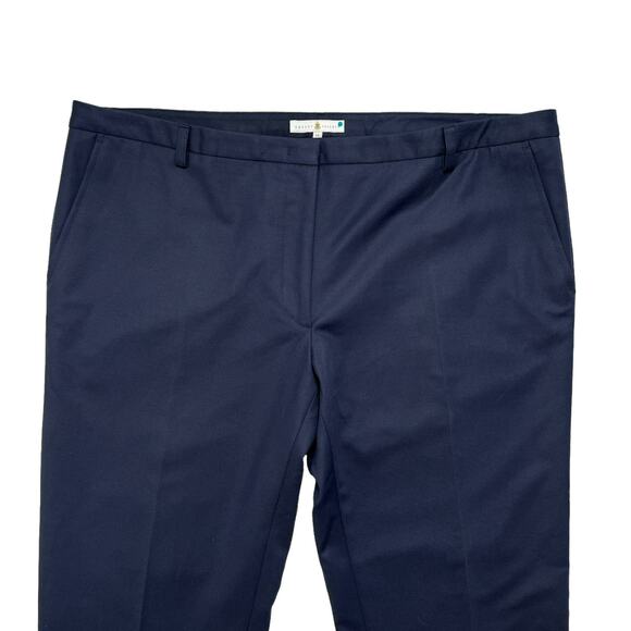 ROBERT TALBOTT *NEW* Navy Blue Cady Straight Leg Crop Trousers Slacks 14 Womens - Picture 3 of 8